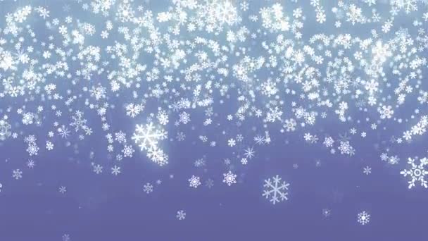 Argent abstrait paillettes flocons de neige pour Noël animé fond de mouvement bleu . — Video