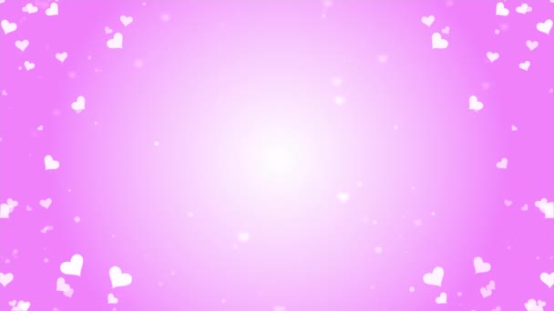 Spinning glühende Liebe Herzpartikel auf rosa Hintergrund. — Stockvideo