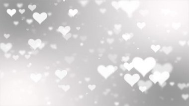 Sorunsuz döngü hareket arka plan soyut aşk beyaz uçan kalpler .