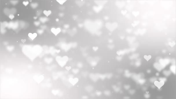 Abstracte achtergrond van de harten van de witte vliegen voor Valentijnsdag — Stockvideo