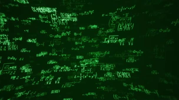 Equações de Matemática Escolar no loop Flyby perfeitamente no Chalkboard  . — Vídeo de Stock