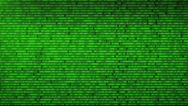 Azul código binário números aleatórios brilhando em um fundo preto . — Vídeo de Stock