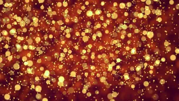 Soft Beautiful Moving golden particles on red background — Stock Video