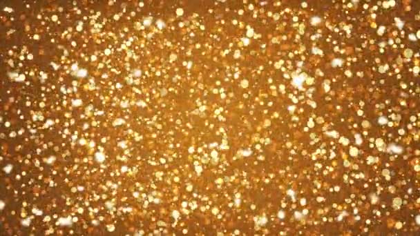 Golden scintillanti scintille d'oro volare particelle incandescenti movimento sfondo grafico — Video Stock