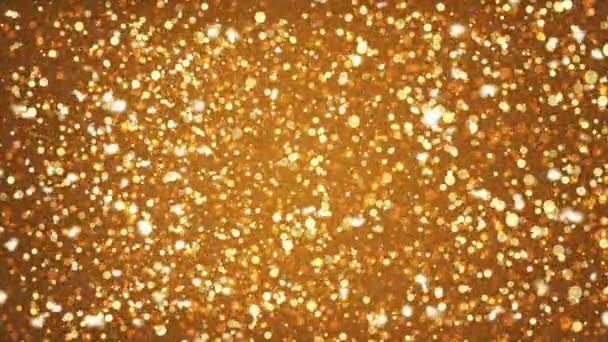 Zlaté třpytivé zlaté jiskry létající zářící částice Motion grafiky pozadí