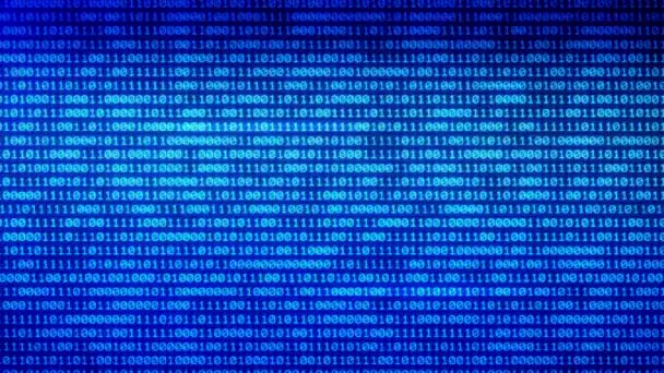 Digital technologies Blue Binary code random numbers glowing on a black ...