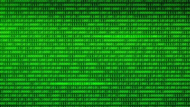 Binary Digital Movendo-se através de paredes binárias brilhantes números aleatórios fundo . — Vídeo de Stock
