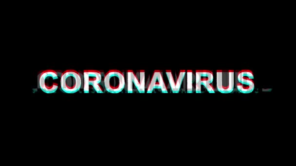 Covid-19 coronavirus text Глюк анимации. Corona virus Covid 19 — стоковое видео