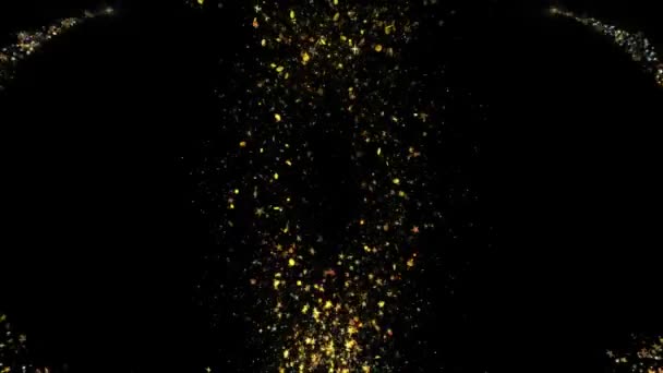 Gold Glitter Star Dust Magic Trail Partículas espumosas en negro — Vídeo de stock