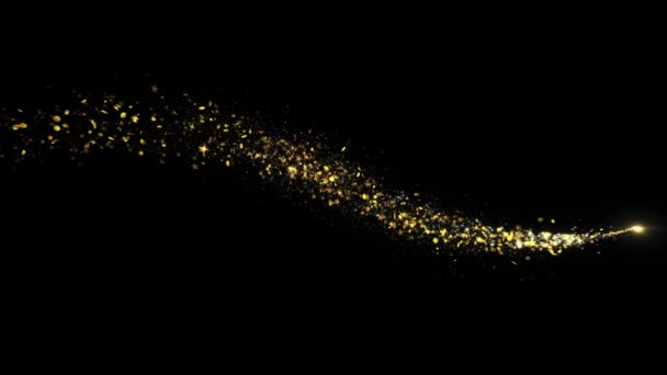 Złote luksusowe błyszczące cząsteczki pyłu gwiazdy błyszczące . — Wideo stockowe