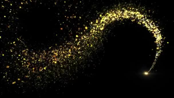 Χρυσό πολυτελές λαμπερό αστέρι σκόνη ίχνος σωματίδια glitter . — Αρχείο Βίντεο