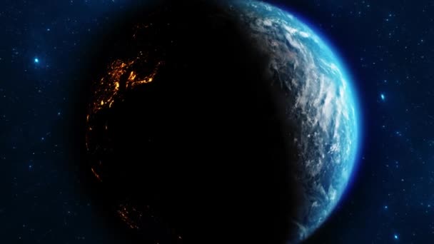 Ziemia obracająca się na osi w kosmosie z gwiazdami Animacja pętli — Wideo stockowe