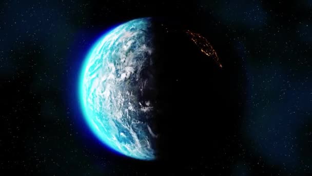 Rotación realista de la Tierra de día a noche . — Vídeos de Stock