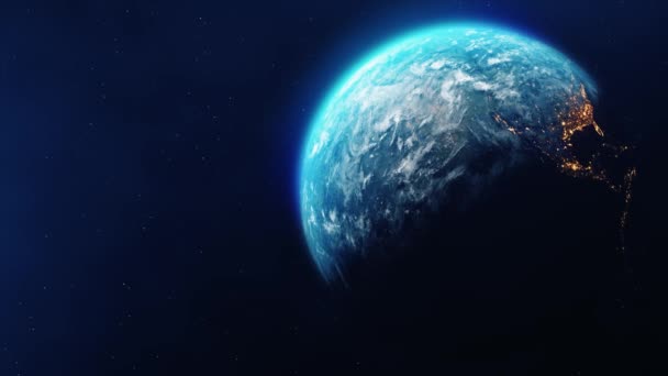 Planet Erde dreht sich langsam von Tag zu Nacht Schleifenanimation — Stockvideo