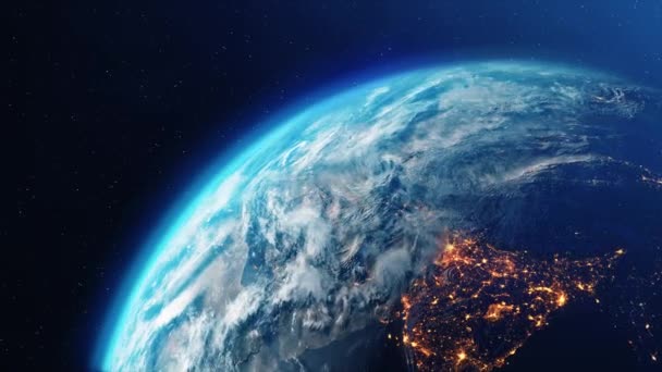 Planet Earth Roterande långsamt dag till natt Loop Animation — Stockvideo