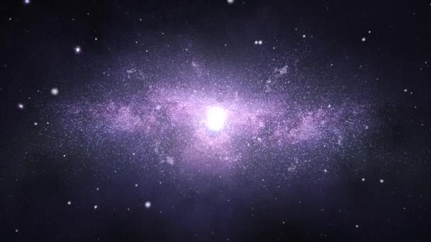 오리온 우주 성운과 별의 밤하늘을 날으는 모습. — 비디오