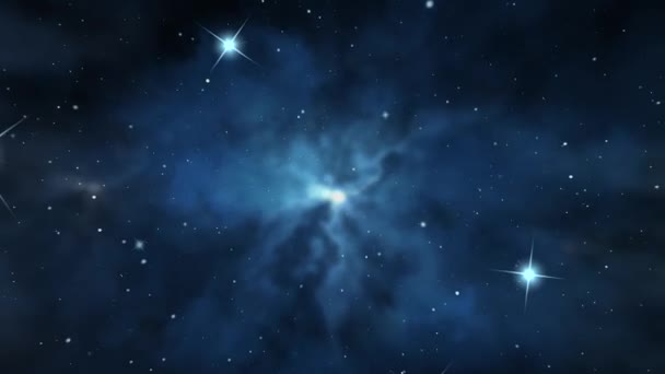 Пролетая над космосом Орион и ночным небом звезд. — стоковое видео