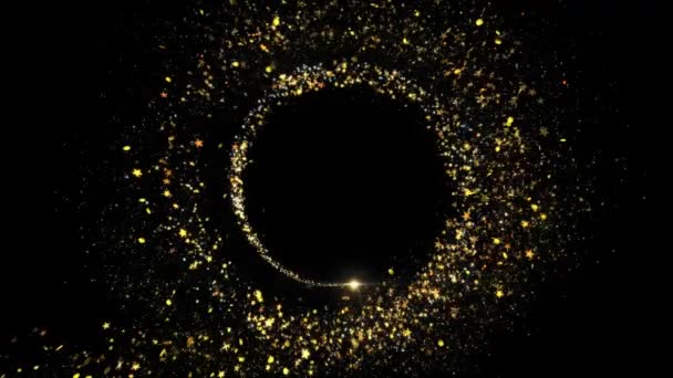 Oro lusso scintillante scintillio stella polvere traccia particelle su nero — Video Stock