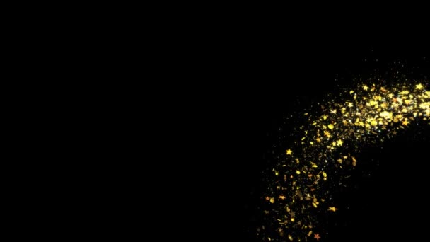 Χρυσό πολυτελές αφρώδες glitter αστέρι σκόνη ίχνος Σωματίδια σε μαύρο — Αρχείο Βίντεο