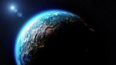 Güneş tutulması Canlandırması 'nda dönen Dünya Gezegeni' ndeki uzay görünümü