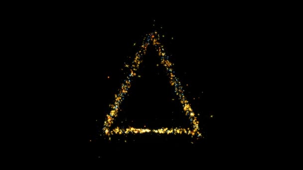 Triangel glittrande gyllene glitter Spiral lins effekt. — Stockvideo