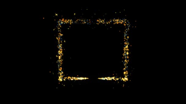 Box glittrande gyllene glitter Spiral lins effekt. — Stockvideo