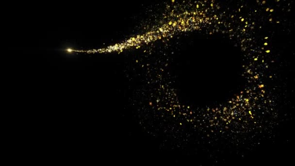 Oro lusso scintillante scintillio stella polvere traccia particelle su nero — Video Stock