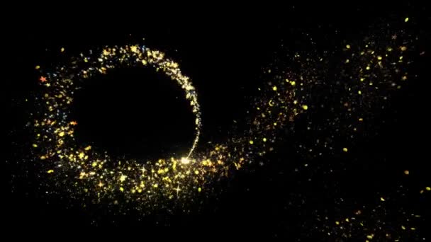 Scintillante sentiero magico di luce su sfondo nero — Video Stock