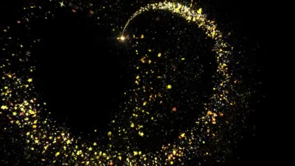 Golden glitter vlucht met fonkelend licht Loop Animatie — Stockvideo