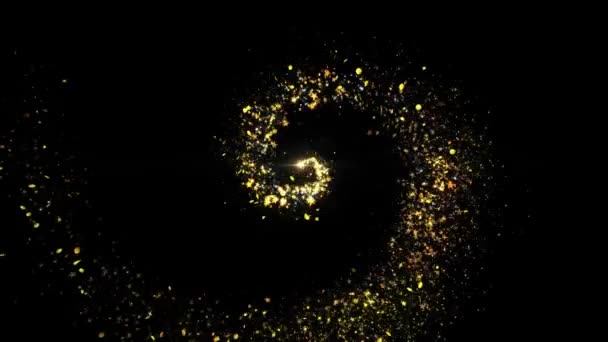 Золота розкішна блискуча зоряна пилова стежка Частинки на чорному — стокове відео