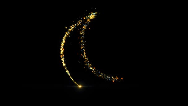 Maan Sparkling Trail Gouden glitter Spiraalvormige lens effect. — Stockvideo