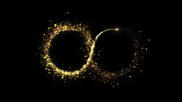 Infinity Sparkling Golden glitter Spiral lentile efect . — Videoclip de stoc