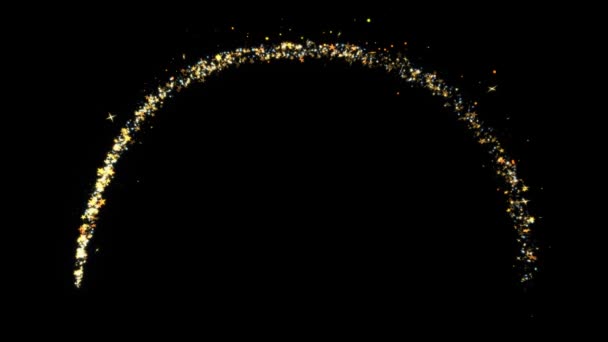 Halve cirkel fonkelende gouden glitter Spiraalvormige lens effect. — Stockvideo
