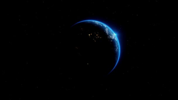 Space view on Planet Earth rotating Solar Eclipse Animation — Stock video