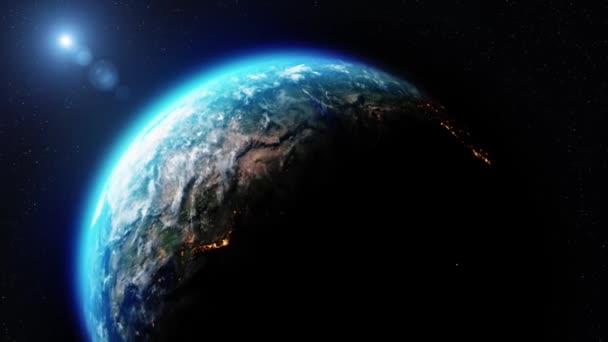 Űrkép a Föld bolygón forgó napfogyatkozás Animáció — Stock videók