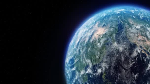 Nuages La Terre tourne lentement depuis l'espace Étoiles scintillent . — Video