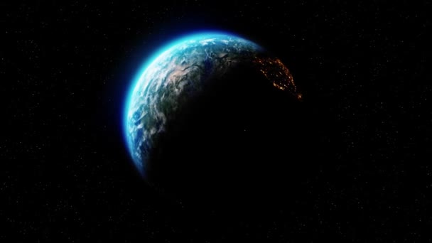 Planeta Ziemia obraca się w nocy i dzień pętli animacji — Wideo stockowe