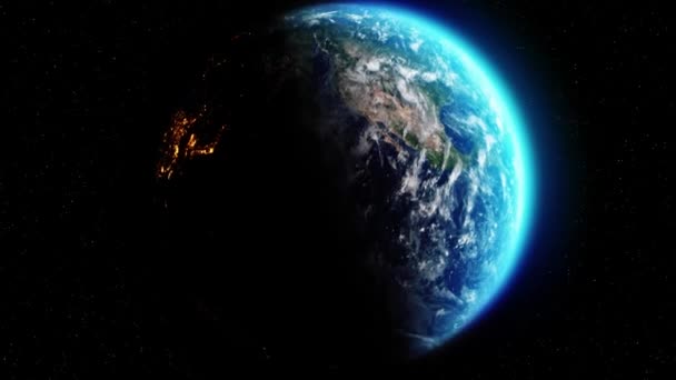 Rotación realista de la Tierra de día a noche . — Vídeos de Stock