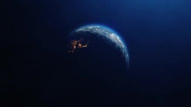 Güneş tutulması Canlandırması 'nda dönen Dünya Gezegeni' ndeki uzay görünümü