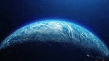 Gece şehir ışıklarıyla Dünya dönüş döngüsü