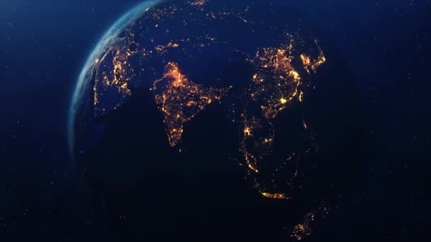 La Noche Vista del Planeta Tierra Ciudad Luces Estación Espacial . — Vídeo de stock