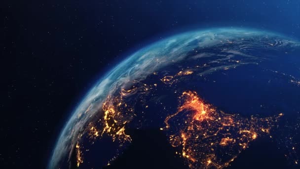 Terra girando no Eixo no espaço com estrelas Loop Animation — Vídeo de Stock