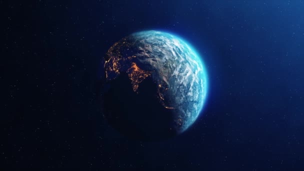 Πλανήτης Γη Περιστρέφεται αργά μέρα με τη νύχτα — Αρχείο Βίντεο