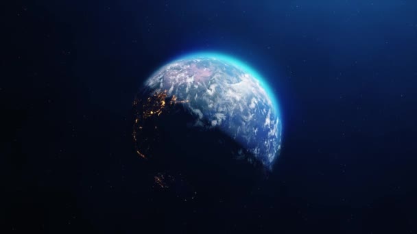 惑星地球が夜と昼のループアニメーションで回転する — ストック動画