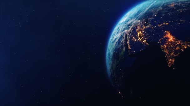 Avaruusnäkymä maapallolla pyörivä Auringonpimennys Animaatio — kuvapankkivideo