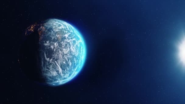 惑星地球が夜と昼のループアニメーションで回転する — ストック動画