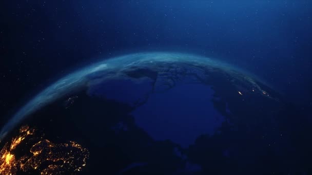 De Nacht gezien van Planet Earth City Lights Space Station. — Stockvideo