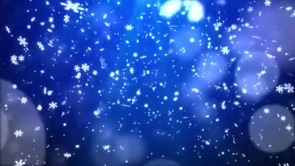 Fiocchi di neve caduta astratta blu particelle fiocchi di neve 4K Loop Animazione — Video Stock