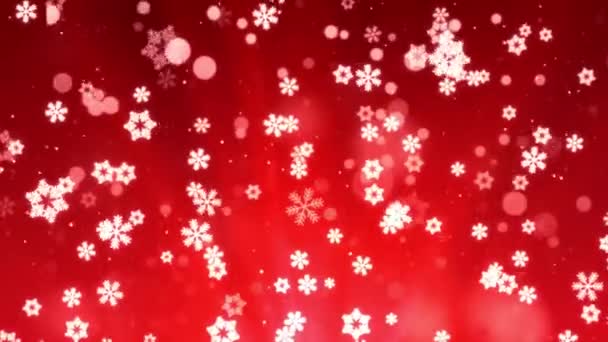 Flocos de neve de queda abstrato vermelho Flocos de neve Partículas 4K Loop Animação — Vídeo de Stock