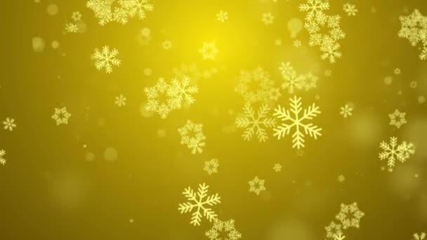 Gold Abstract Falling snow flakes Snowflakes Particles 4K Loop Animation — Stock video